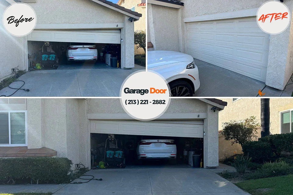 Before and after: garage door repair Woodmont, CT